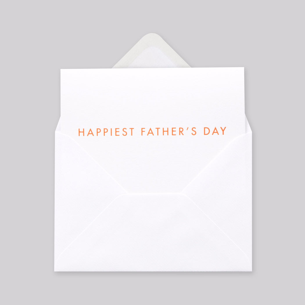 Happiest Fathers Day Print in Neon Orange/ White