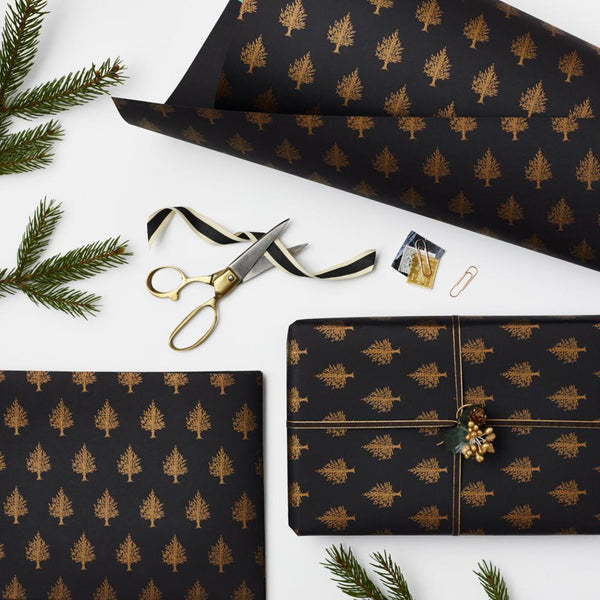 Christmas Trees Copper wrapping paper sheet
