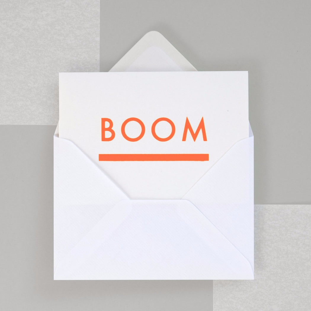 Boom Print in Neon Orange/ White