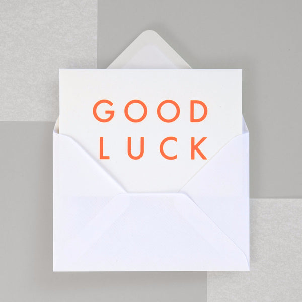 Good Luck Print in Neon Orange/ White