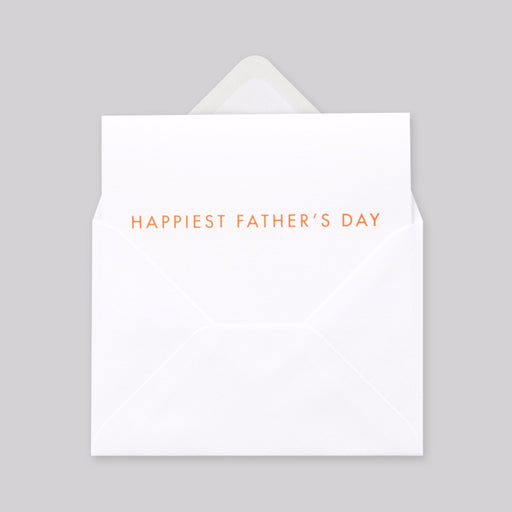 Happiest Fathers Day Print in Neon Orange/ White