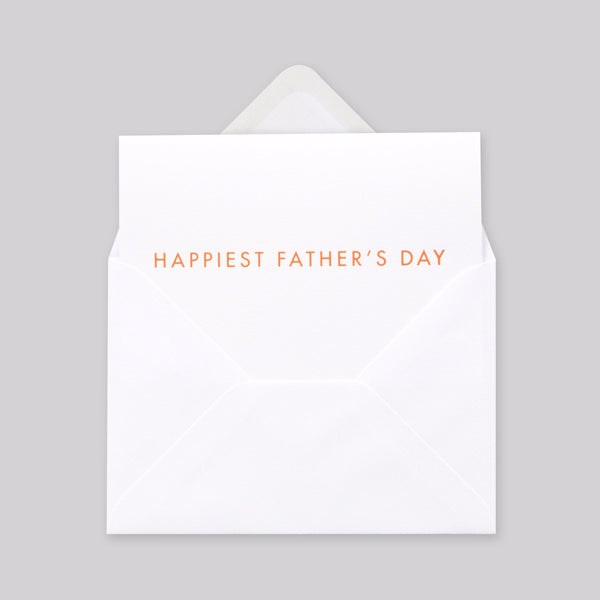 Happiest Fathers Day Print in Neon Orange/ White