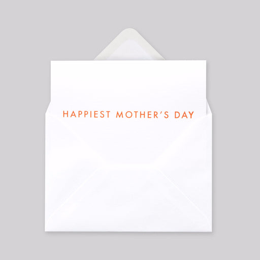 Happiest Mothers Day Print in Neon Orange/ White