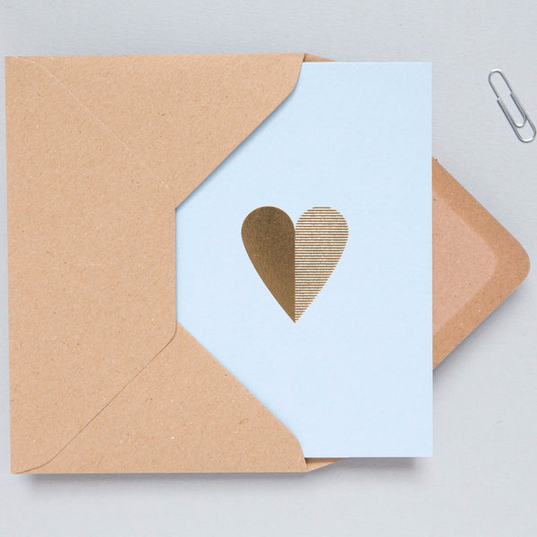 Heart Print in Blue/Brass