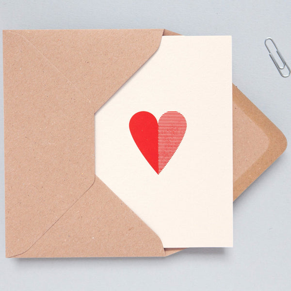 Heart Print in Stone/Red