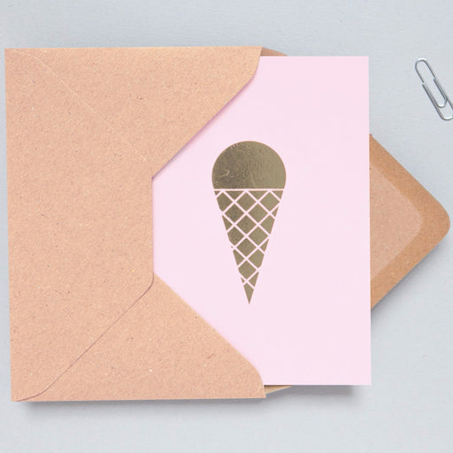 Ice Cream Print in Pink/Brass